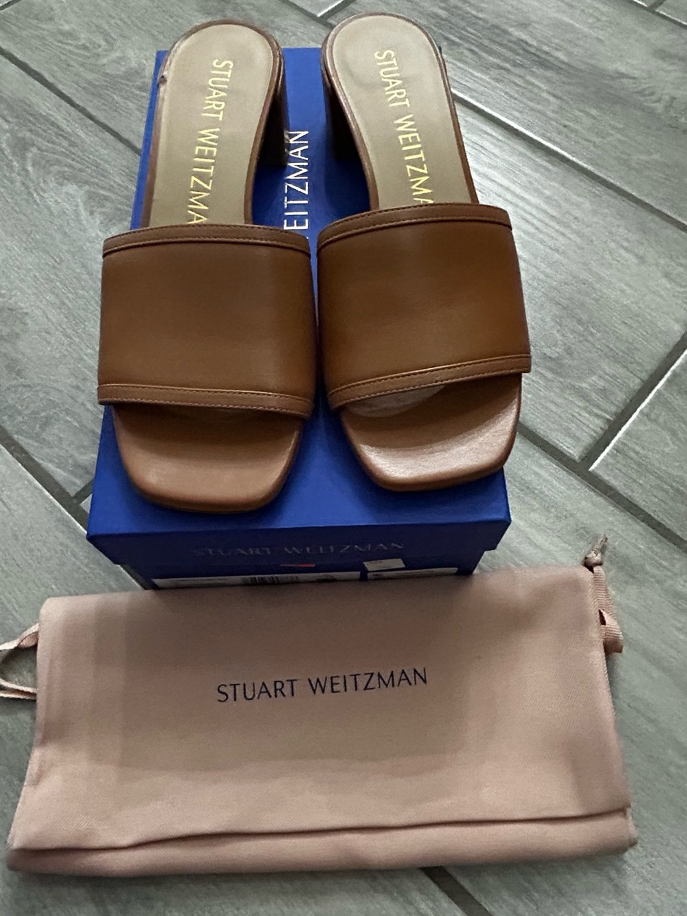 Stuart Weitzman Brown Platform Slide Sandals